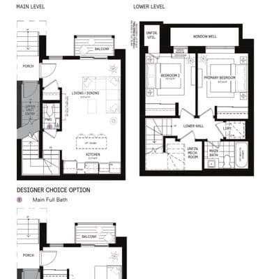 The Echo Main Residence floor plan — 789 sq. ft.